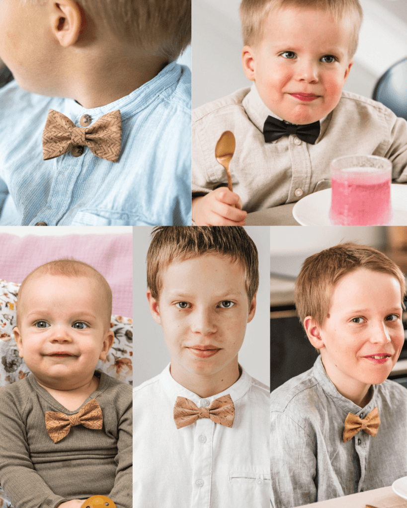 Korkki ja paperinahka rusetit pojille sekä miehille