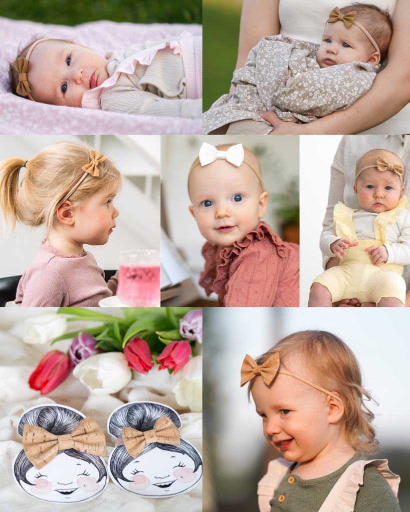 Rusettipannat korkista ja paperinahkasta tytöille